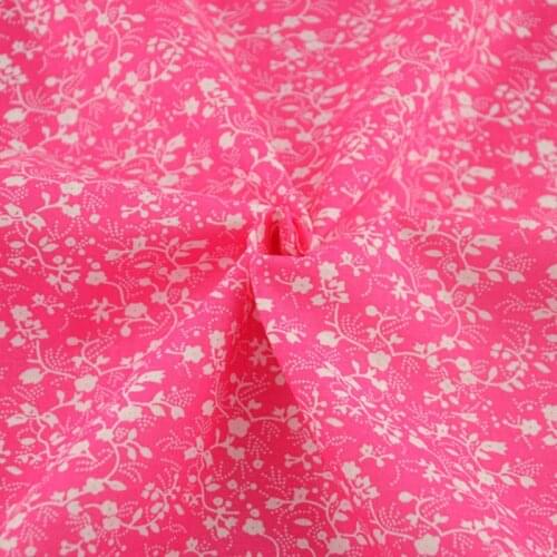 Rose Pink Patchwork 100% Cotton Fabric Sewing White Flowers Designs Tecido Scrapbooking Cloth Textile Plain Art Work Fat Quarter