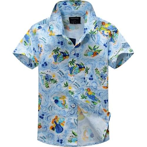 Cotton 100% floral shirt hawaiian shirt aloha shirt for boy T1505