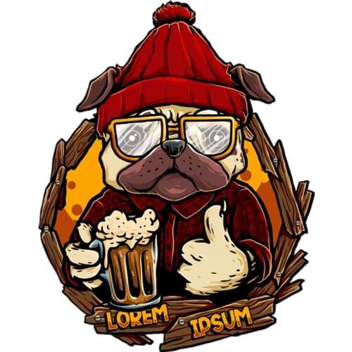 RuleMylife Beer Dog Car Stickers Decal Anime Cute Car Accessories Decoration Pegatinas Para Coche