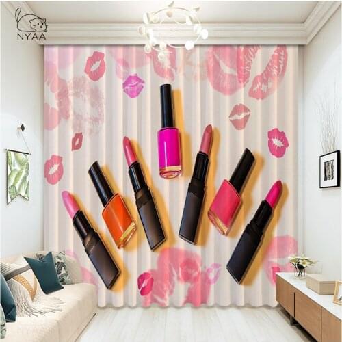 Beauty Salon Manicure Makeup Curtain Nursery Girls Office Curtains For Children Rope Shabby Chic Curtains Cartoon Micro-Shading