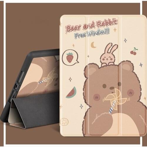 With Pencil Holder Silicone Case for IPad Pro 10.5 11 Air2 10 2 Mini 5 Case Multi-Fold Protective Cover Tablet Anti-fall Stand