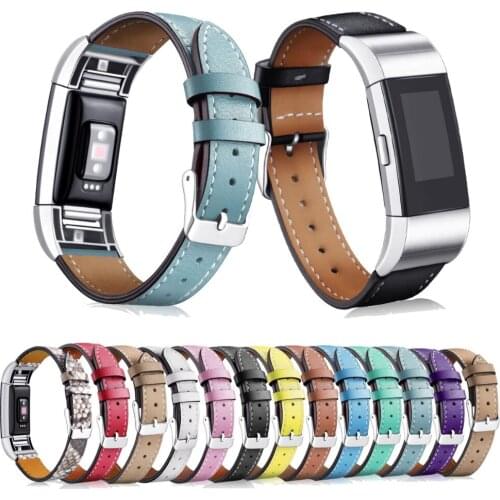 Replacement Genuine Leather Strap Watch Band For Fitbit Charge 2 Heart Rate Wristband Bracelet Belt