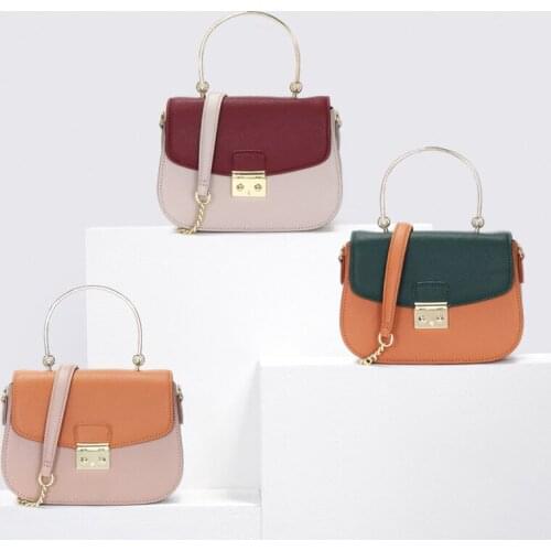 Ins New Style Women Handbag Shoulder Bags For Lady Metal Chain 100% Genuine Cowhide Supreme Quality Fashion Half Moon Simple Bag