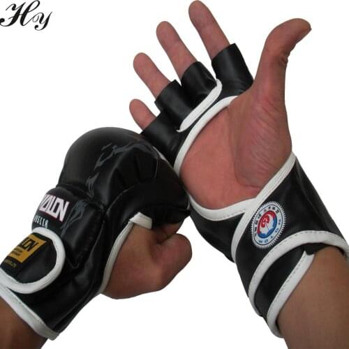Thickened Boxing Adults Half Fingers Boxing Gloves Mitts Sanda Karate Sandbag Taekwondo Leather Half Finger Boxing Gloves