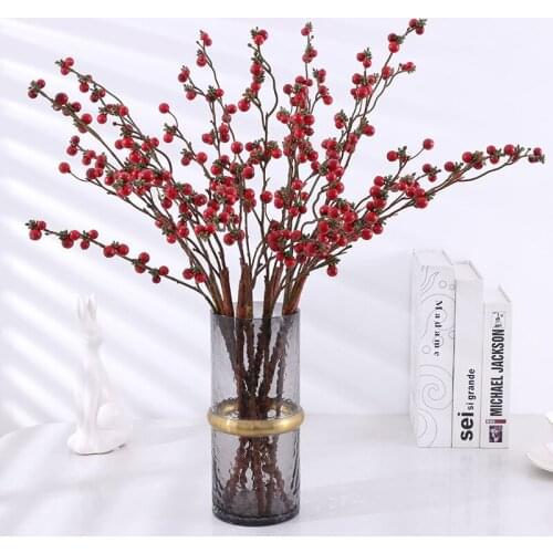 Htmeing Artificial Berry Branches Fake Flower Wedding Home Party Office Decor Floral Art