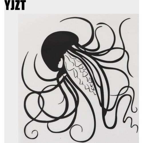 YJZT 14.7CM×16.1CM Personality Lantern Jellyfish Tentacle Black/Silver Vinyl Car Sticker Decal 18A-0166