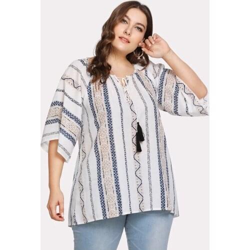 Womens new large size cotton and linen T-shirt 4XL-7XL retro fashion round neck tassel loose casual T-shirt