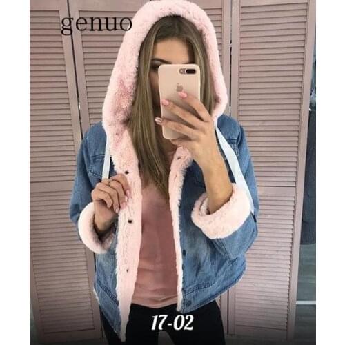 2020 Velvet Thick Denim Jacket Female Winter Big Fleece Collar Locomotive Fleece Coat Female Student Short Coat Windbreaker
