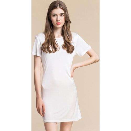 Women Natural Silk Sleepwear Women Summer Loose Plus Size Sleeping Dress Pijamas Ladies Underdress Home Wear NuisetteNightgown