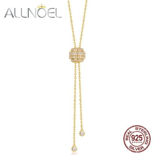 ANLLNOEL Solid 925 Sterling Sliver Necklace For Women 5A Zircon Asymmetric Real Gold Plated Anniversary Wedding Fine Jewelry New