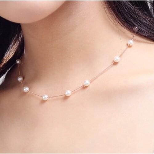 Silver necklaces 2017 New Fashion Pearl Design 925 Sterling Silver Necklaces Short Chain for Women Girls Jewelry Gift Wholesale