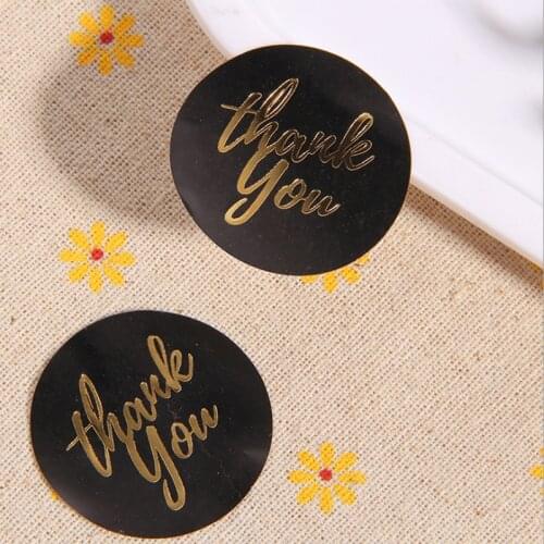 120pcs/pack Gold Lettering Thank You Sticker Scrapbooking Paper DIY For Handmade Product Seal Sticker Gift Sticker