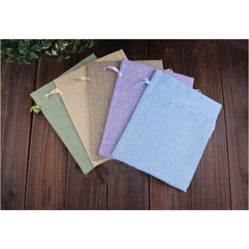 16*20cm 20pcs Handmade Jute Drawstring Burlap Bags For Wedding Party Christmas Gift Jewelry Pouches Packaging Bags