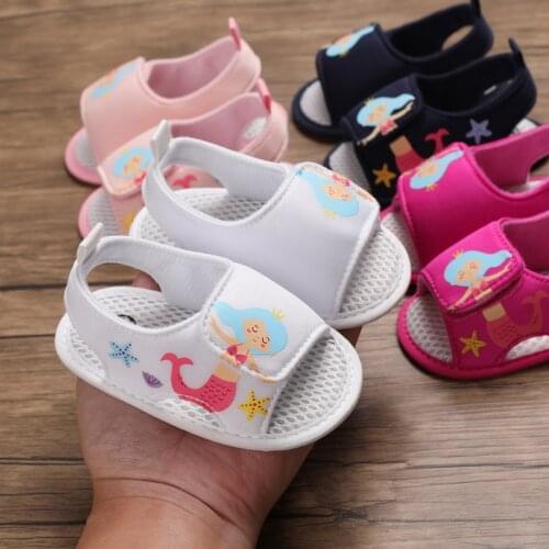 2020Summer Newborn Baby First Walkers Cartoon The Mermaid Princess Ariels Baby Sneaker Soft Soled Comfortable Infant Crib Shoes