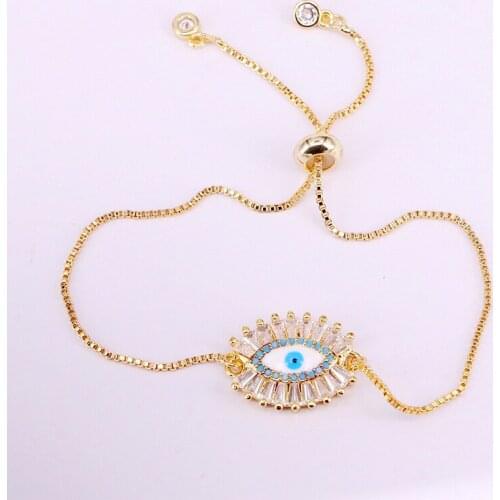 3PCS, Blue Eye Shell with Clear CZ Micro Pave Bracelets Femme Copper Chain Women Jewelry