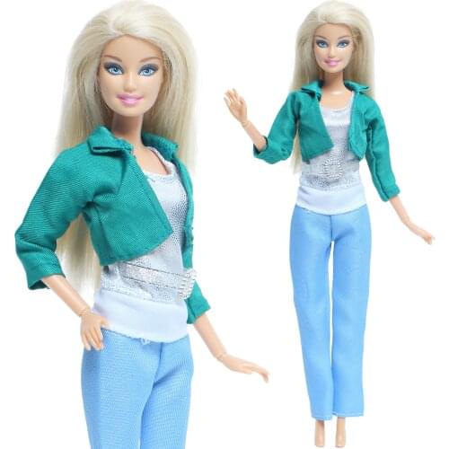 3Pcs/Set Doll Outfit Vest Tops Coat Shirt Trousers Clothing Daily Casual Wear Clothes for Barbie Doll Dollhouse Accessories