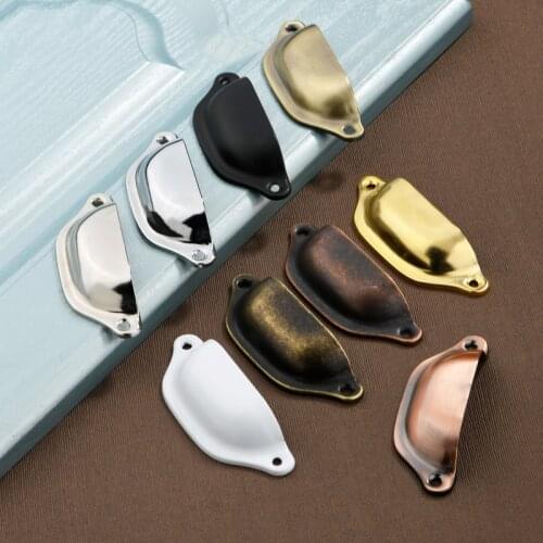 4PCS Antique Shell Pulls Metal Handles for Wooden box Cabinet Wardrobe Drawer Dresser Door Furniture Knobs Hardware Accessories