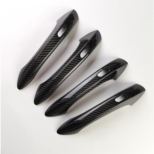 4pcs Real Carbon Exterior Car Door Handle Sticker Cover Styling Moulding Trim for Porsche Panamera 2017 2018 2019 2020 Black