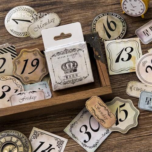 45 pcs/box Retro Calendar MiNI Paper Stickers Label Decoration Stationery Album DIY Scrapbooking Memo Journal Sticker