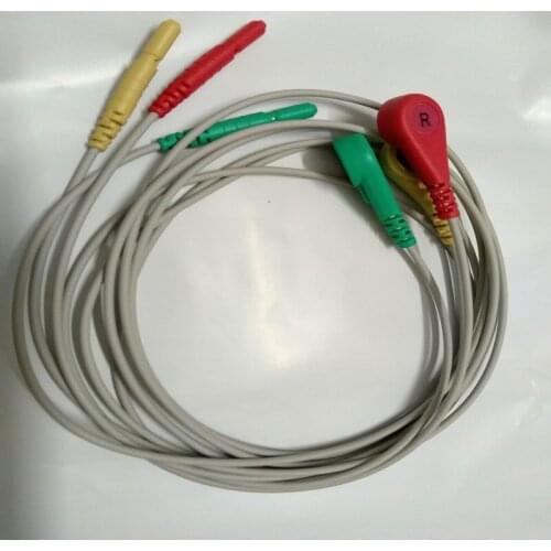 5pcs/lot AAAMI holter recorder ECG leadwire,3 leads,Snap,IEC D1.5 to Snap 4.0 Holter Cables for Holter ECG Machine