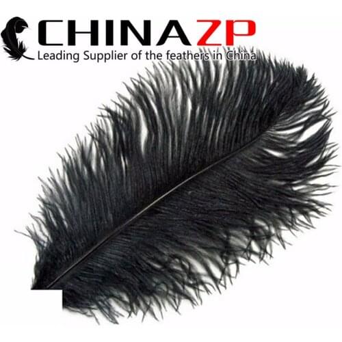 CHINAZP Factory 100pcs/lot 30-35cm(12-14inch) Fluffy Natural Dyed Black Ostrich Plume Feathers