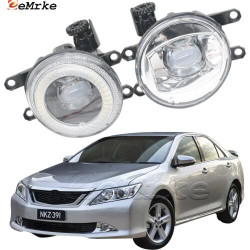 2in1 LED Angel Eye Daytime Running Lights DRL + Cut-Line Lens Fog Lights for Toyota Aurion Camry XV50 2012 2013 2014 2015 2016