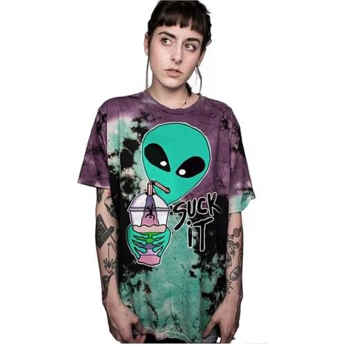 PLstar Cosmos 2019 Summer Novelty Punk Style T Shirt Women/Men 3D Printed UFO Alien Suck It Hip Hop T-Shirts Teen Boy/Girls Tops