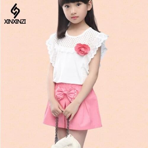 Girl Clothes Sets Summer Child Baby off shoulder T shirt+Bow Short Pants 2pcs Kids Outfits Set 8 9 10 12 Years