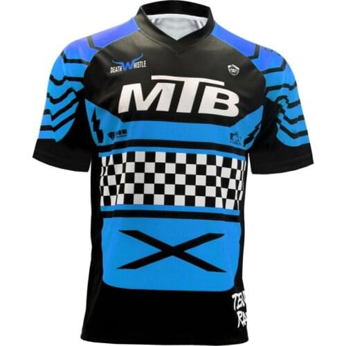 Downhill Jersey Off Road Motorcycle Bicycle Shirt Womens Cycling Jersey Men"s MTB Shirt Blue Short sleeve Retro T-shirt DH MX