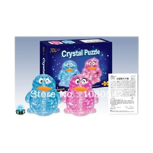 Crystal DIY Flash penguin 3D Puzzle hot toys Educational funny toys puzzles for children