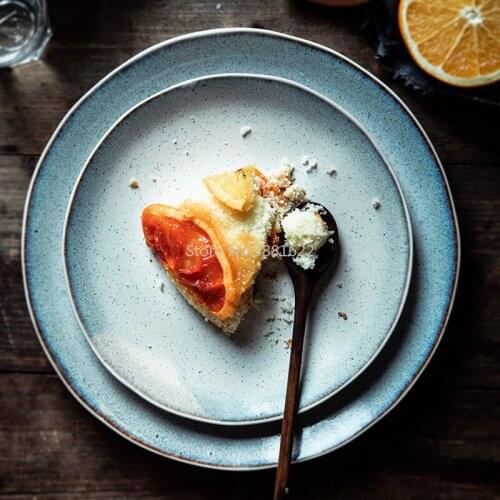 Japanese Style Ceramic Flat Salad Plate Household Dish Rice Bowl Steak Plate Dish Tableware