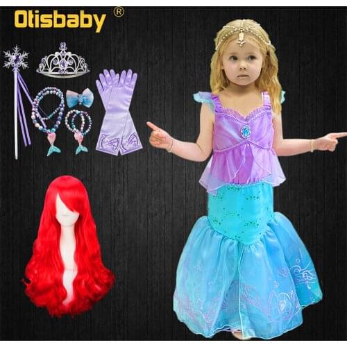 Halloween Little Mermaid Costume Summer Girls Princess Ariel Dress Up Party Toddler Girl Mermaid Dresses Fairy Frock for Girls