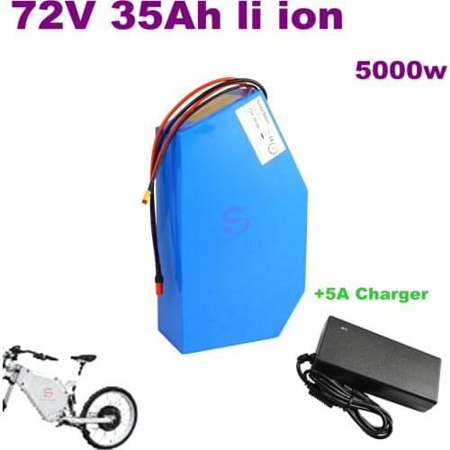 72V 35Ah lithium ion Triangle battery no 72V 30ah li ion BMS 20S for 72V 5000w 3500w Motorcyle scooter bike bicycle + 5A Charger
