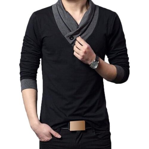 100% Cotton Long Sleeve Tshirt Men Spring Autumn Fashion V Neck T Shirts Plus size 5XL Brand Full Sleeve T-Shirt Tee Tops