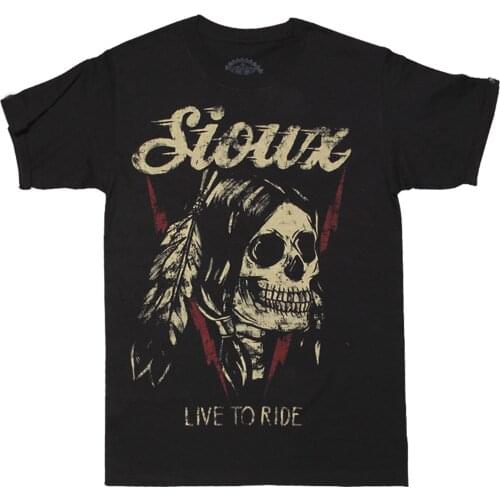 2019 New Mens T Shirts [SIOUX SKULL] T-SHIRT ROCKABILLY ROCKER TATTOO INK L Tops Tshirt Homme