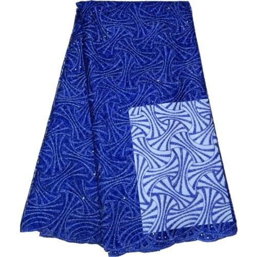 New arrival Embroidery net African Lace fabric Organza royal blue For Wedding Dress Fashion Design High Quality French Lace