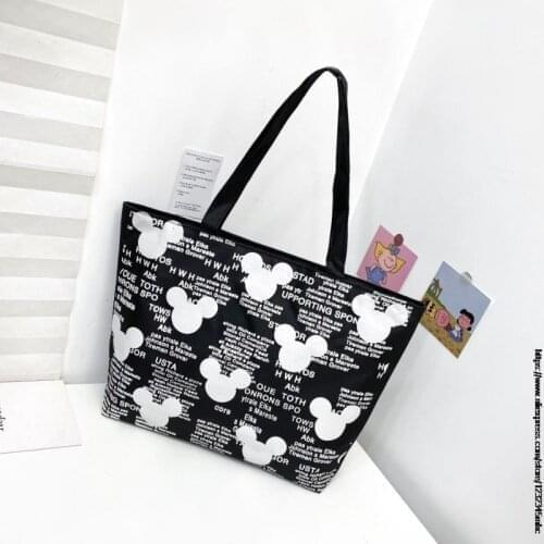 Disney Mickey New Women Large Capacity Canvas Bags Eco Reusable Shopping Bags with Shoulder Bag Girls Students Casual Handbag