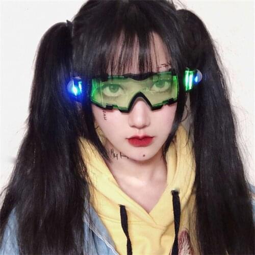 Harajuku Anime Glasses LED Shiner Super Cool Safety Goggles Cosplay Future Machinery Harajuku Night Vision