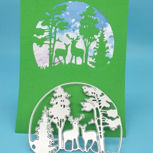 Deer, forest, trees, landscape metal cutting knife mold scrapbook photo album greeting card decoration DIY handmade art