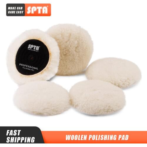 Single Sale) SPTA 3"/5"/6"/7“ Heavy Cut Wool Polishing Pad High Density Lambs Woollen Polish buffing Pad For DA/RO Car Polisher