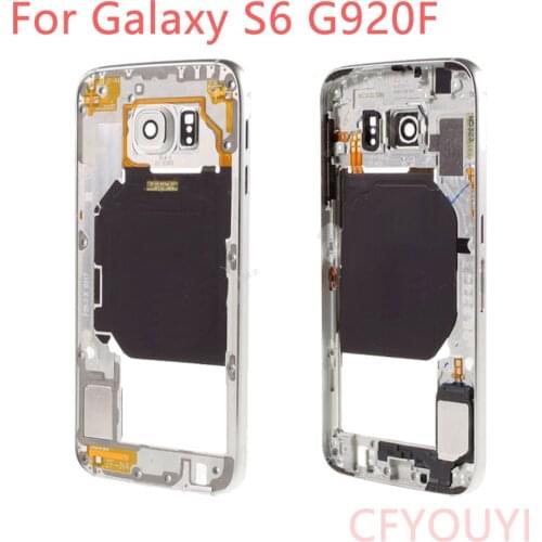 Original For Samsung Galaxy S6 G920 G920F Mid Middle Frame Bezel Housing Plate with Parts with Camera Lens