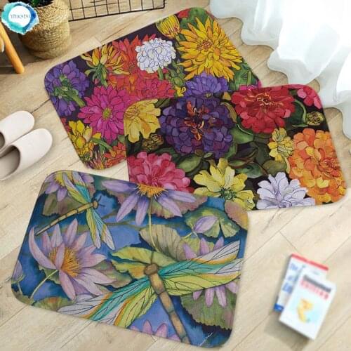 Sunflower with Butterflies and Sunflower Seeds Doormat for Hallway Decor and Baby Floor Door Mat Non-Slip Super Soft Flannel Rug