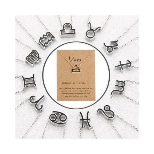 Handmade 12 Zodiac Pendant Necklace For Women Fashion Wedding Everyday Jewelry Gold Silver Gemini Cancer Necklaces Collier Femme