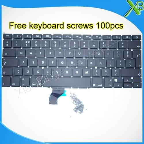 Brand New For MacBook Pro Retina 13.3" A1502 UK keyboard+100pcs keyboard screws 2013-2015 Years
