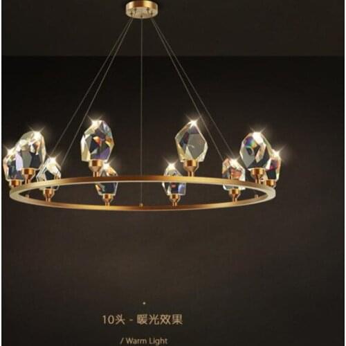 LED Postmodern Crystal Copper Designer Round Chandelier Lighting Lustre Suspension Luminaire Lampen For Dinning Room