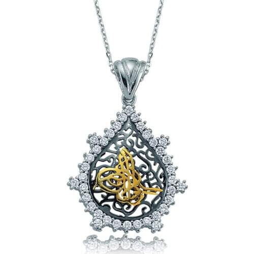 Tevuli 925 Sterling Silver Cubic Zirconia Tuğra Lady Necklace