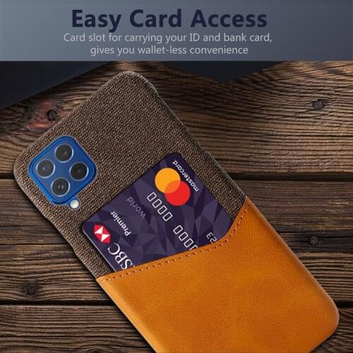 Febric Card Holder Cover For Samsung M62 F62 A72 A52 A42 A32 5G F41 M21s Cloth Texture Antiskid Case For Galaxy A11 A02 M02 S