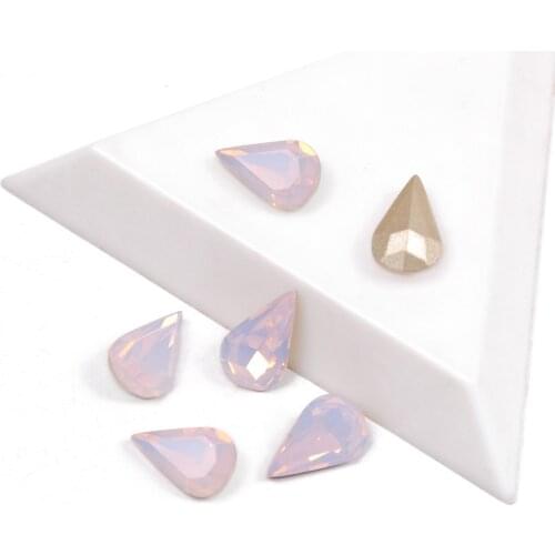 YANRUO 4300 High Quality Strass Rose Water Opal Color Pear Shaped Fancy Rhinestone Pouplar Crystal Stone For Nail Art Decoration