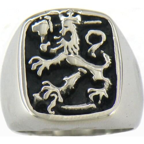 FANSSTEEL Stainless Steel Jewelry Finland Leo Lion Signet Ring FSR10W83