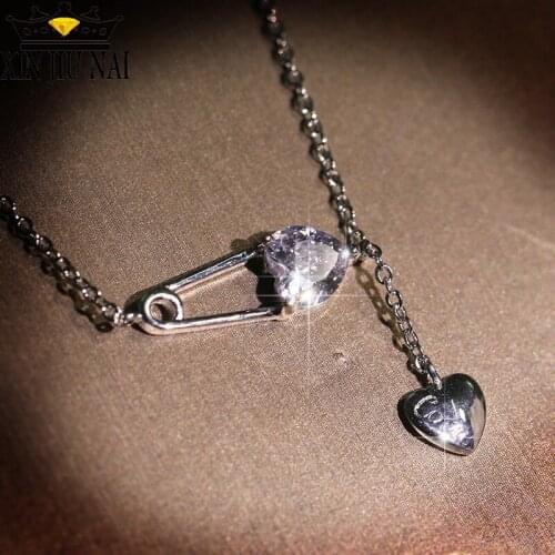 South Korea ins cold wind zircon small pin simple fashion designer style necklace female clavicle chain